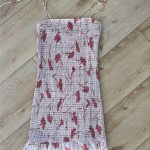 Storia Smocked Red and White Mini Dress